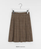 Rokoni banding check midi pleated skirt