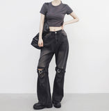 Miton cropped back slit T-shirt