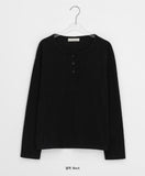 Polter Ribbed Button Round Long Sleeve T-Shirt