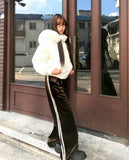 Minil Velvet Lace Banding Strap Wide Fit Training Long Pants