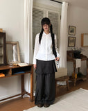 [MADE] Hupi Pin Tuck Button V-Neck Collar Long Sleeve Shirt