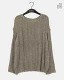 Aque Boatneck Off Shoulder Ribbed Angora Knit