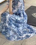 Aichoo Toile Chiffon Pattern String Long One Piece