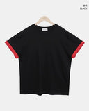 [Unisex] Robon Color Matching Roll-up Short Sleeve T-shirt