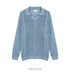 Open collar mesh knit