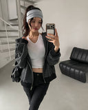 Wearing Stripe Two-Way Hooded Zip-Up