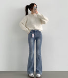 Boot Cut Fit Bonding Brushed Banding Denim Pants