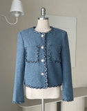 Saleh Color Matching Tweed Short Jacket