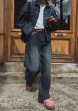Combed fabric washed wide denim