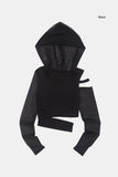 Storm cut out mesh hooded crop T-shirt