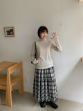 Tonbo Banding Check Frill Tiered Long Skirt