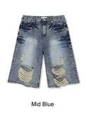 Rica Washed Damaged Bermuda Denim