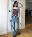 Drok cut balloon fit wide denim pants