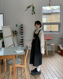 Konuki Pocket Denim Suspenders Long One Piece