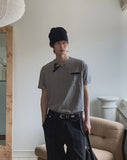 Philo Diagonal Henley Neck Short Sleeve T-shirt