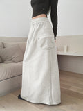 Minto Zipper Buns Pocket Cargo Pile Back Slit Banding Long Skirt