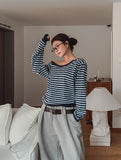 Kelly Unbalance Off Stripe Long Sleeve