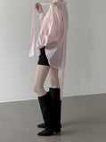 Sie Knot See-through Wrap Shirt Blouse