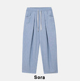 Summer Linen Stripe Banding Pants