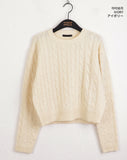 Rolf Cable Round Crop Long Sleeve Knit