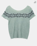 Barun Round Neck Snowflake Layered Short Sleeve Knit