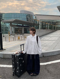 [BAONHAUS] Builder Collar Button Shirring Long Sleeve Blouse