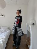 Land semi-crop over short sleeves