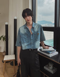 Frue Vintage Washing Denim Half Shirt