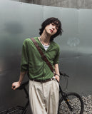 Crunchy linen ribbed round neck cardigan