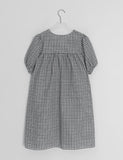 Zimo Check Button Puff Short Sleeve One Piece