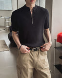 Arno Half-zip Ribbed Short-sleeve Knit