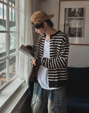 Moment Punching Stripe Knit Cardigan