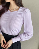 Spring Ersa Heart Neck Ribbed T-Shirt