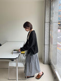 Futero Check Frill Banding Long Skirt