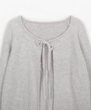 Swan Color Round Ribbon Knit Cardigan