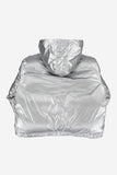 Phantom hooded glossy short padded jacket