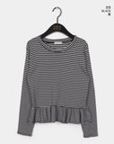 Getty Stripe Frill Layered Long Sleeve T-Shirt