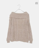 Nia Stripe Off-Shoulder Overfit Long Sleeve Knit