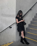 Flan Unbalanced Tiered Lace Skirt