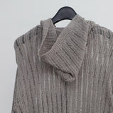 Bonhe See-Through Knit Hooded Zip-Up
