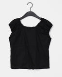 Serna Pintuck Button Short Sleeve Blouse
