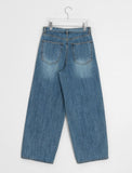 Garange Foldover Low Washing Wide Denim Pants