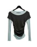 Dual Layered Color Matching Boat Neck Tee
