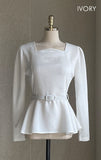 Minoa tweed belt blouse