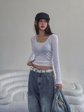 [U-BASIC] Sina Slimming Basic Square Long Sleeve