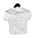 Wrinkle See-Through Crop Shirt