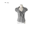 Ession Ribbon Puff V-Neck Check Shirt