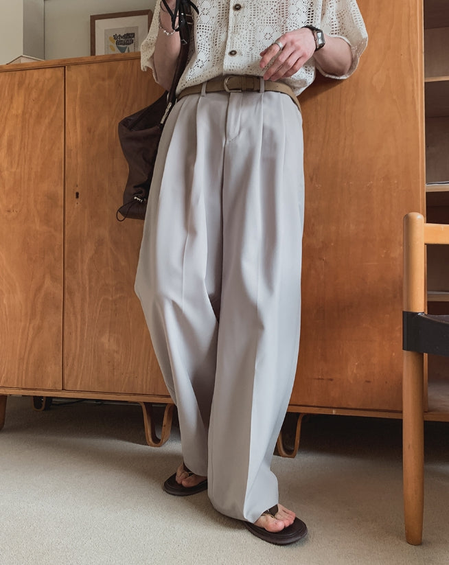 【2plan】Rowoon Two-Tuck Wide Slacks 2plan (ツープラン) - ローウンツータックワイドスラックス