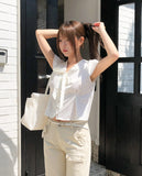 Enne Dot Ribbon Pintuck Blouse