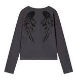 WINGS Henley Neck Long Sleeve T-Shirt